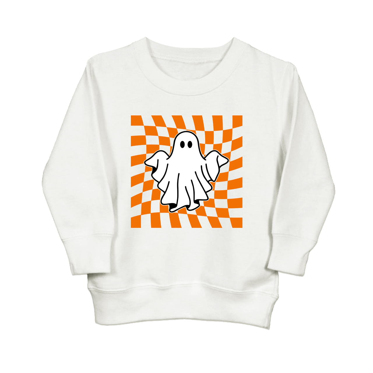 Checkered Ghost Retro Halloween Sweatshirt For Kids