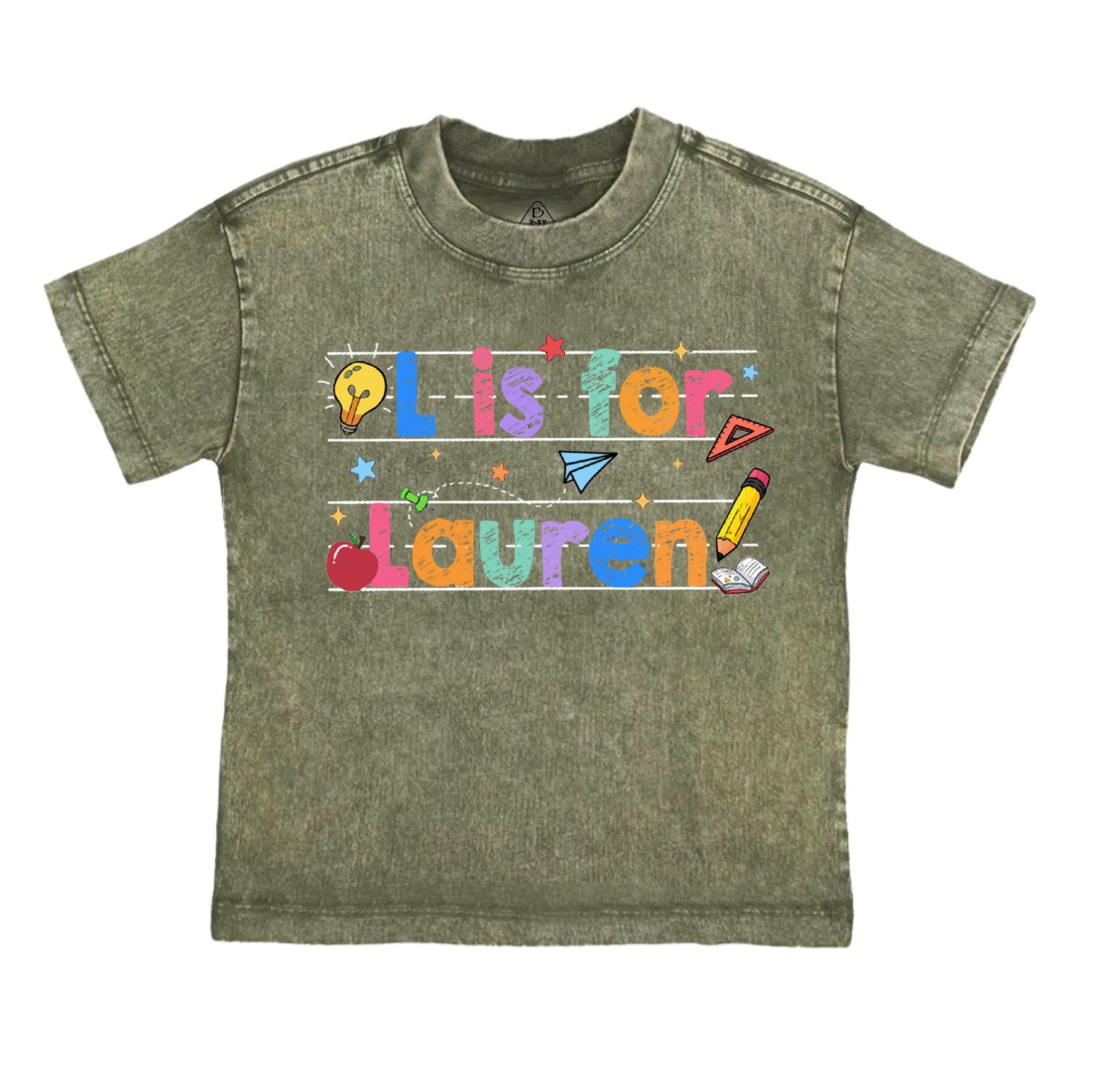 Personalized Kids Crayon Name Toddler&Kids Washed Tees