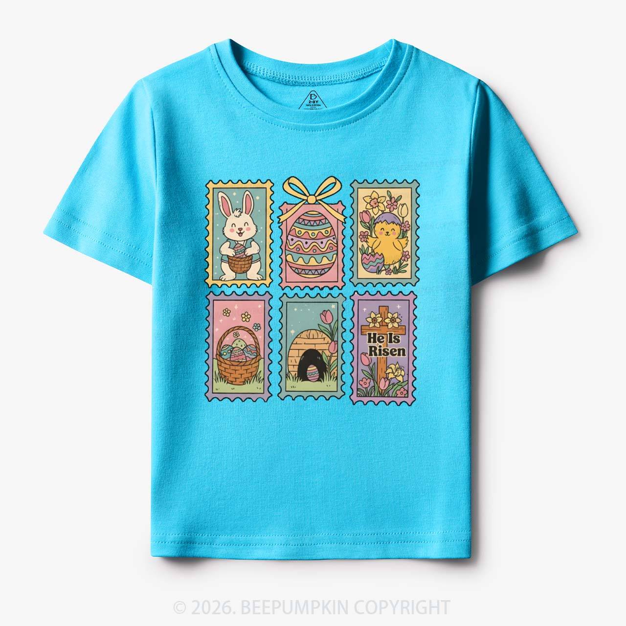 He Is Risen Easter Stamp Toddler&Kid's Tees