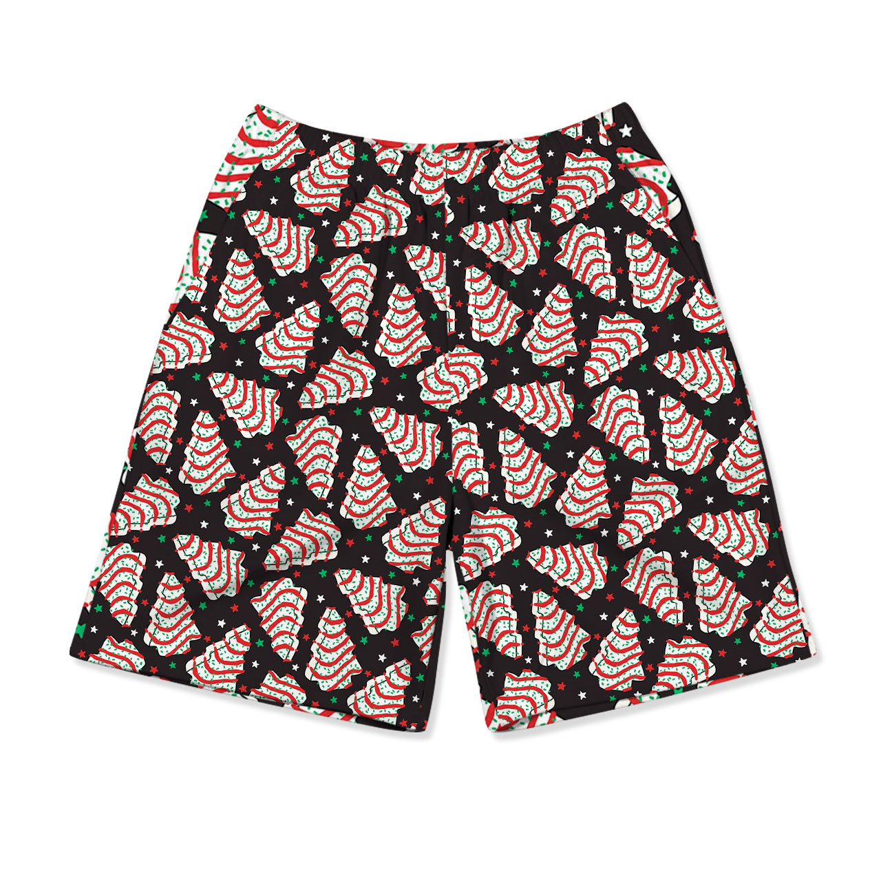 Black Christmas Tree Cakes All-Over Print Short Family Matching Pajama Sets