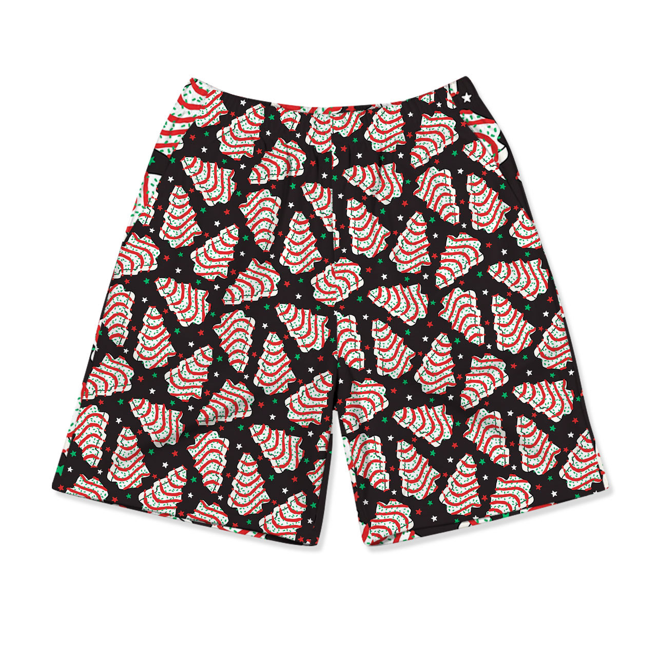 Black Christmas Tree Cakes All-Over Print Short Family Matching Pajama Sets