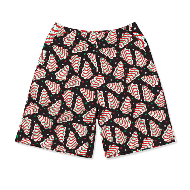 Black Christmas Tree Cakes All-Over Print Short Family Matching Pajama Sets