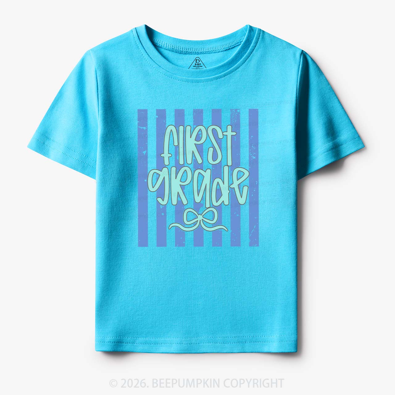 Colorful Stripes First Grade Cutie Bow Toddler&Kid's Tees