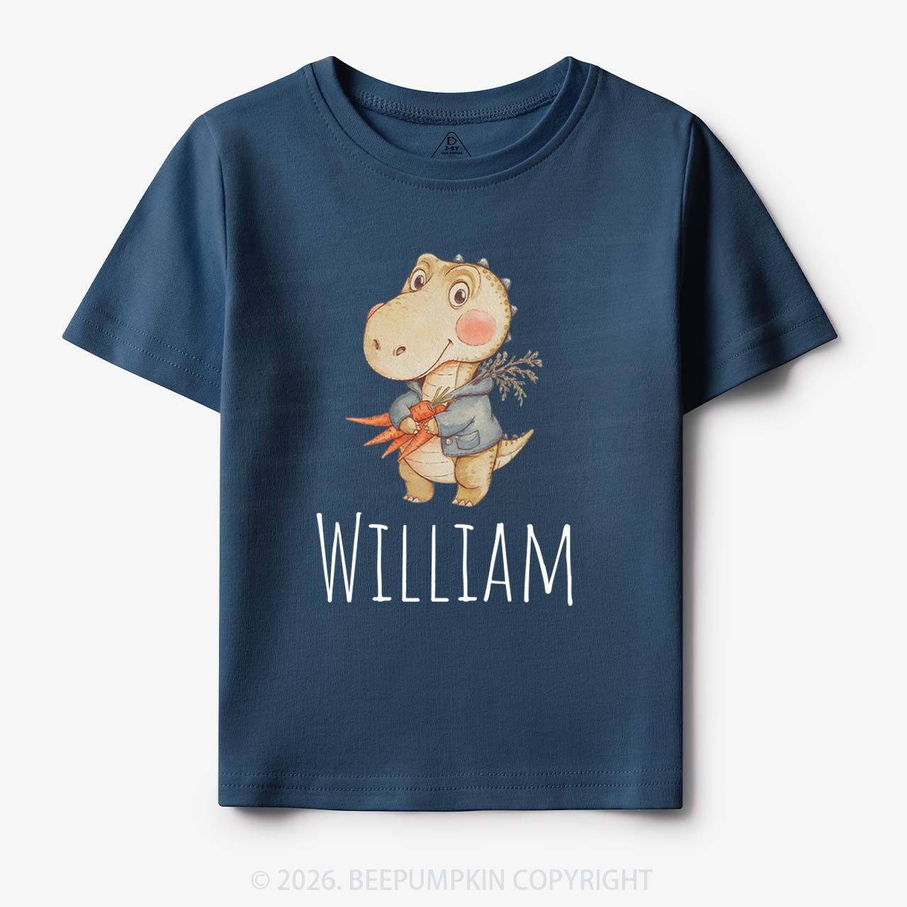 Personalized Watercolor Dino Friend Toddler&Kid's Tees