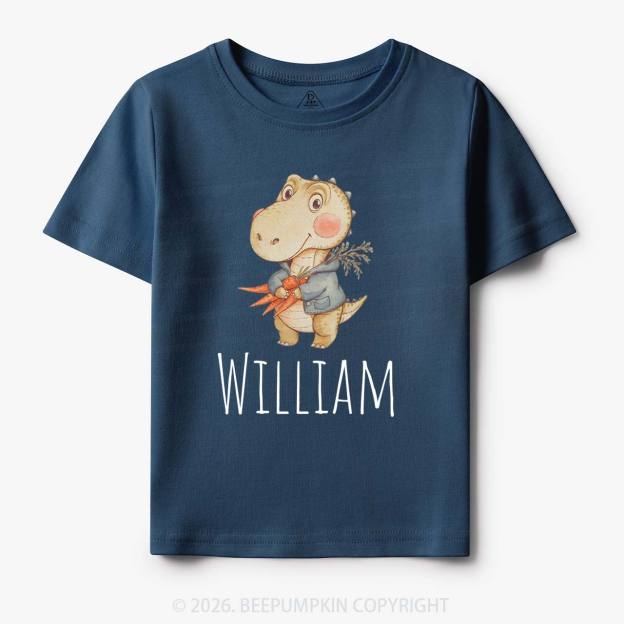 Personalized Watercolor Dino Friend Toddler&Kid's Tees