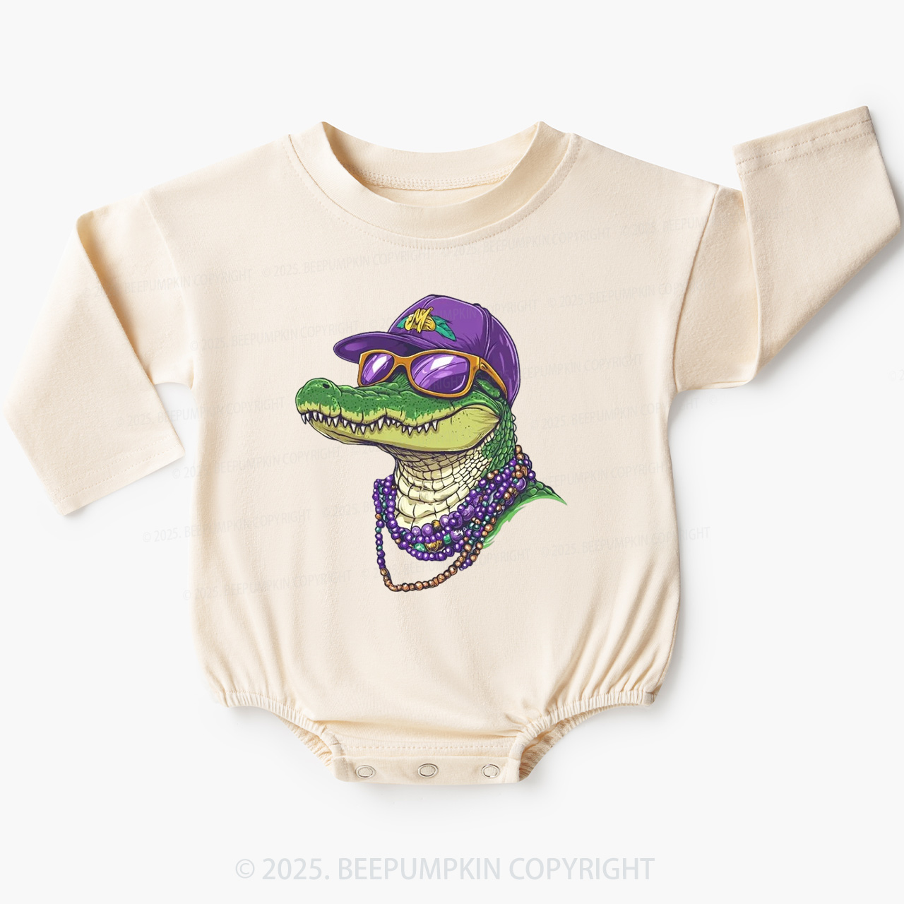 Alligator Mardi Gras Baby Bubble Romper Beepumpkin