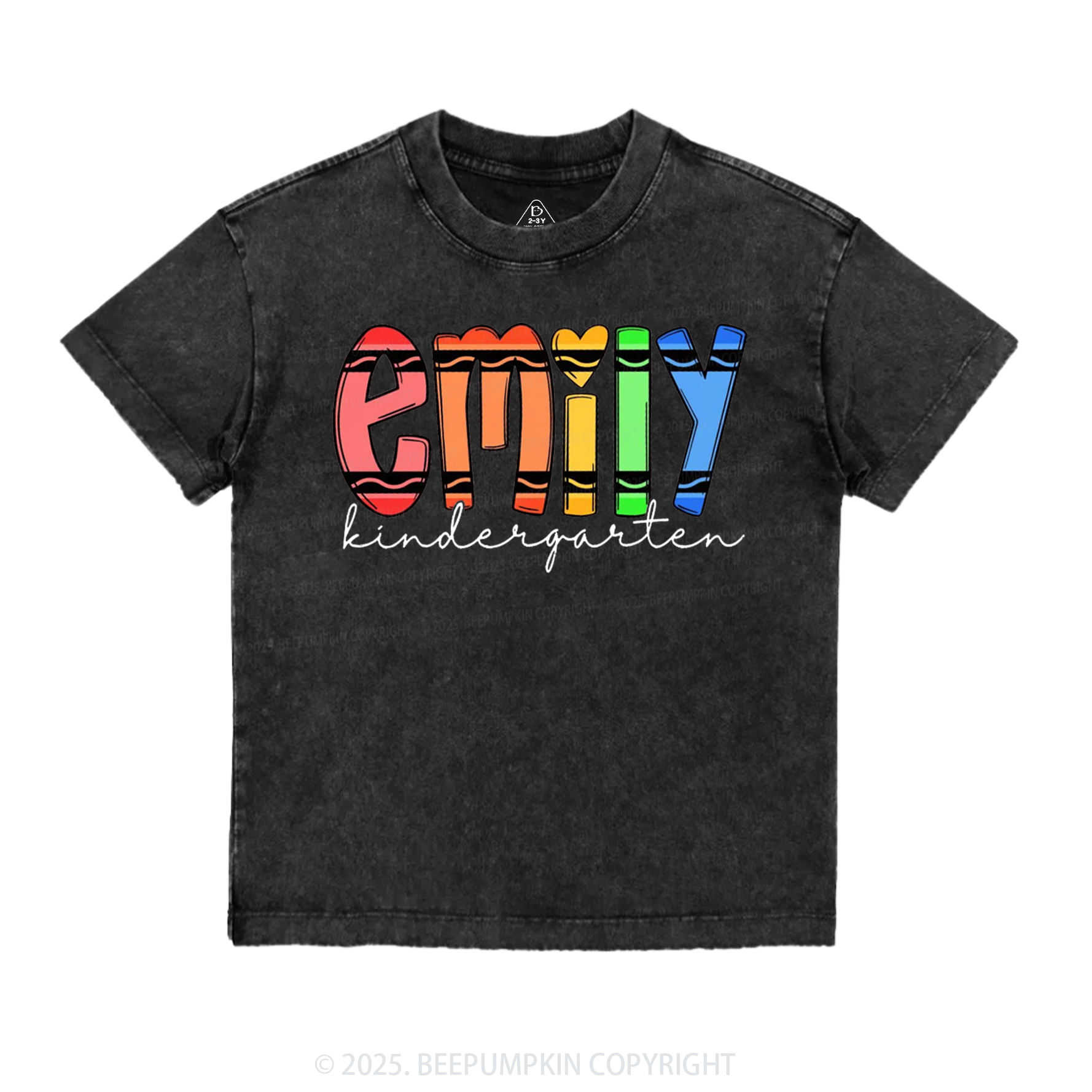 Personalized Colored Crayon Name Toddler&Kids Washed Tees