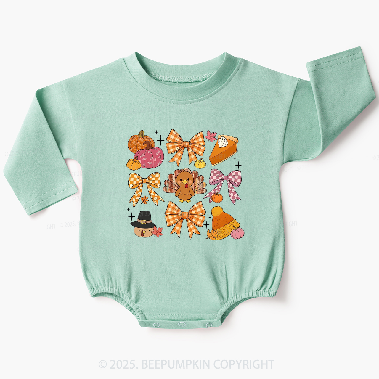 First Thanksgiving Turkey Baby Bubble Romper Beepumpkin