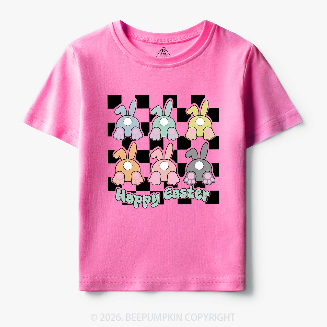 Happy Easter Bunnies Checkered Toddler&Kid's Tees