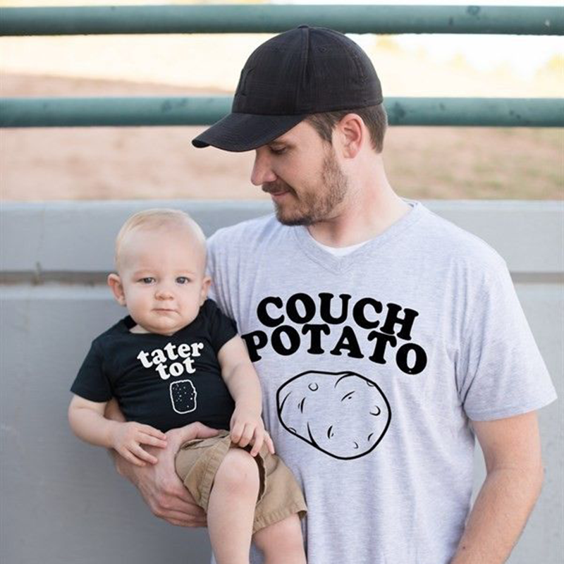 COUCH POTATO & Tater Tot Matching T-Shirts For Dad&Me