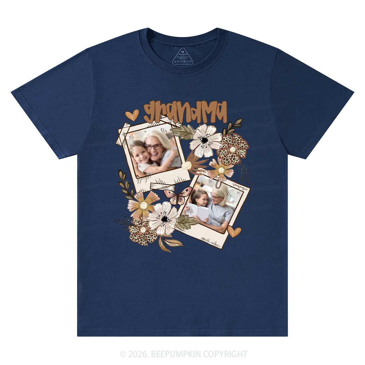 Personalized Photo With Floral T-Shirt For Mom