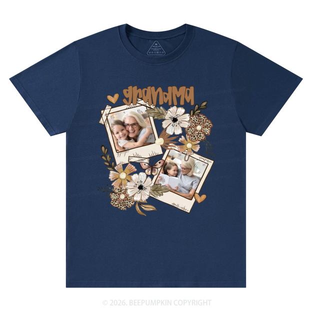 Personalized Photo With Floral T-Shirt For Mom