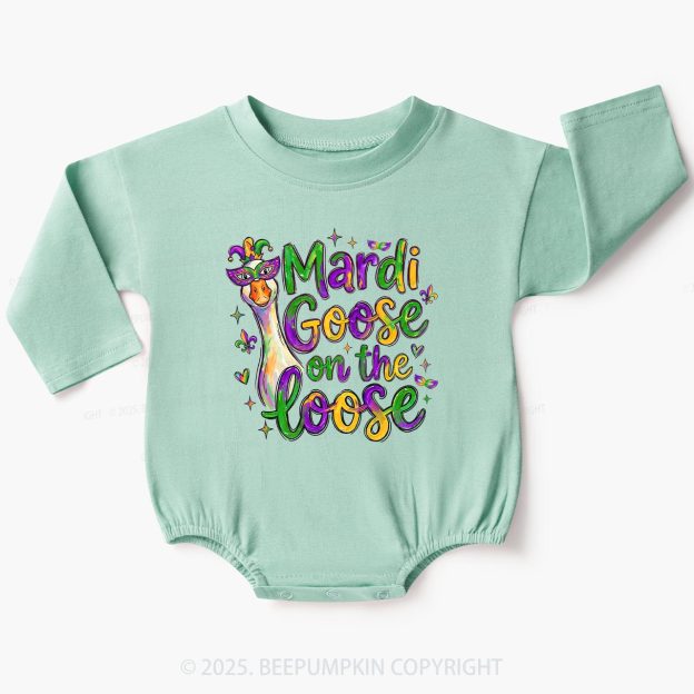 Mardi Gras Goose Baby Bubble Romper Beepumpkin