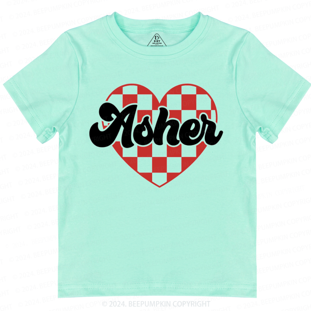 Personalized Heart Valentines Day Toddler&Kids Tees Beepumpkin