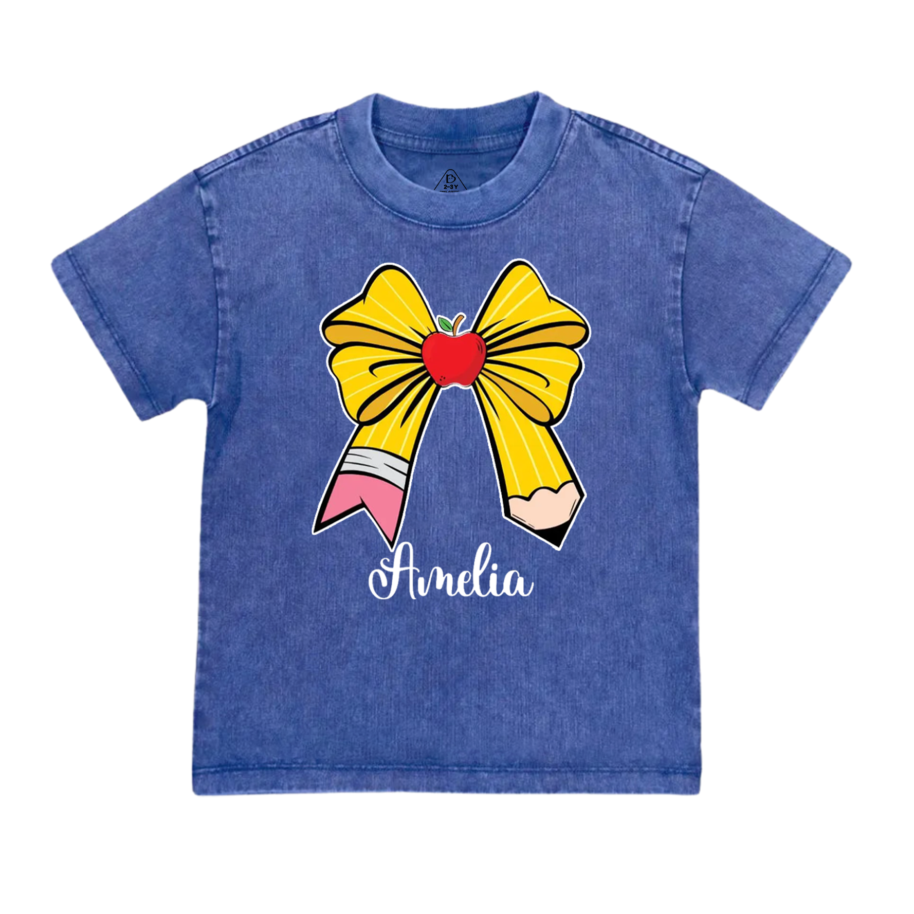 Personalized Bow Name Back To School Toddler&Kids Washed Tees