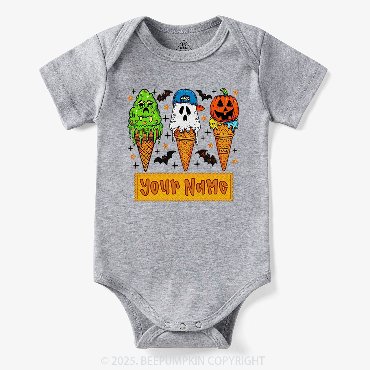 Personalized Name Halloween Spooky Scoops Halloween Bodysuit Beepumpkin