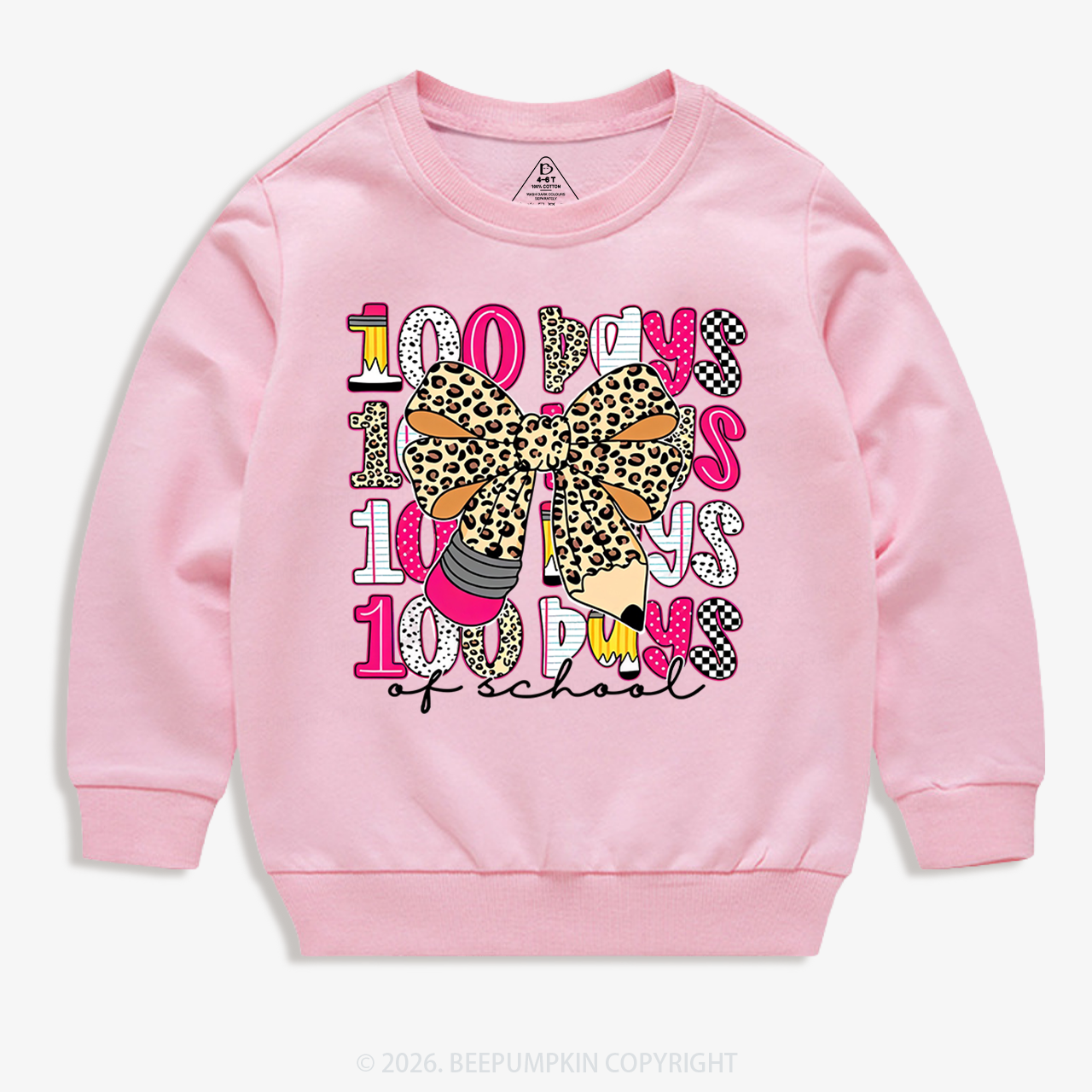 Leopard Love 100 Days Of  School Edition Toddler&Kid's Sweatshirt