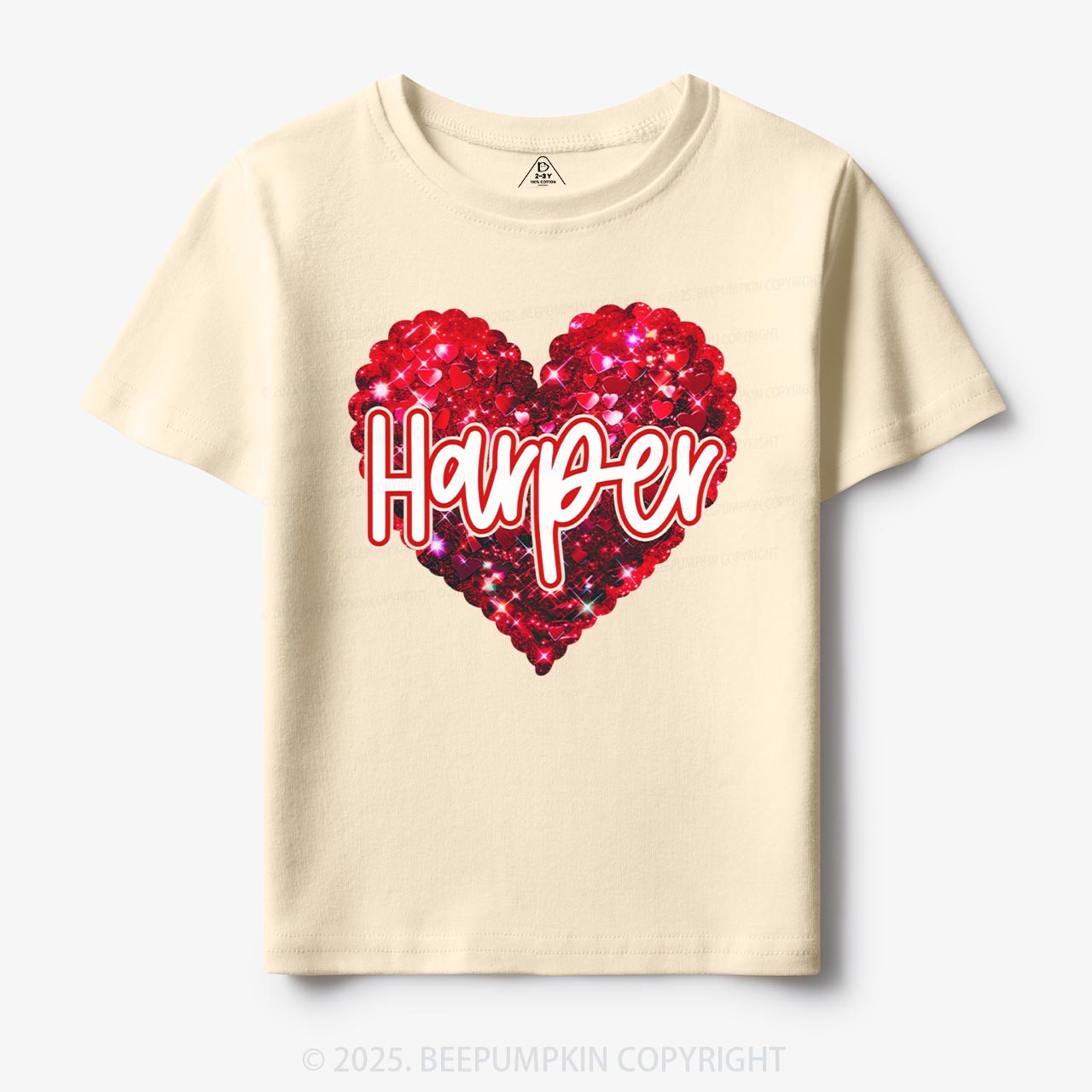 Personalized Sparkling Heart Name Toddler&Kid's Tees Beepumpkin