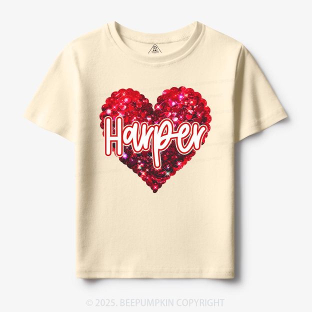 Personalized Sparkling Heart Name Toddler&Kid's Tees Beepumpkin