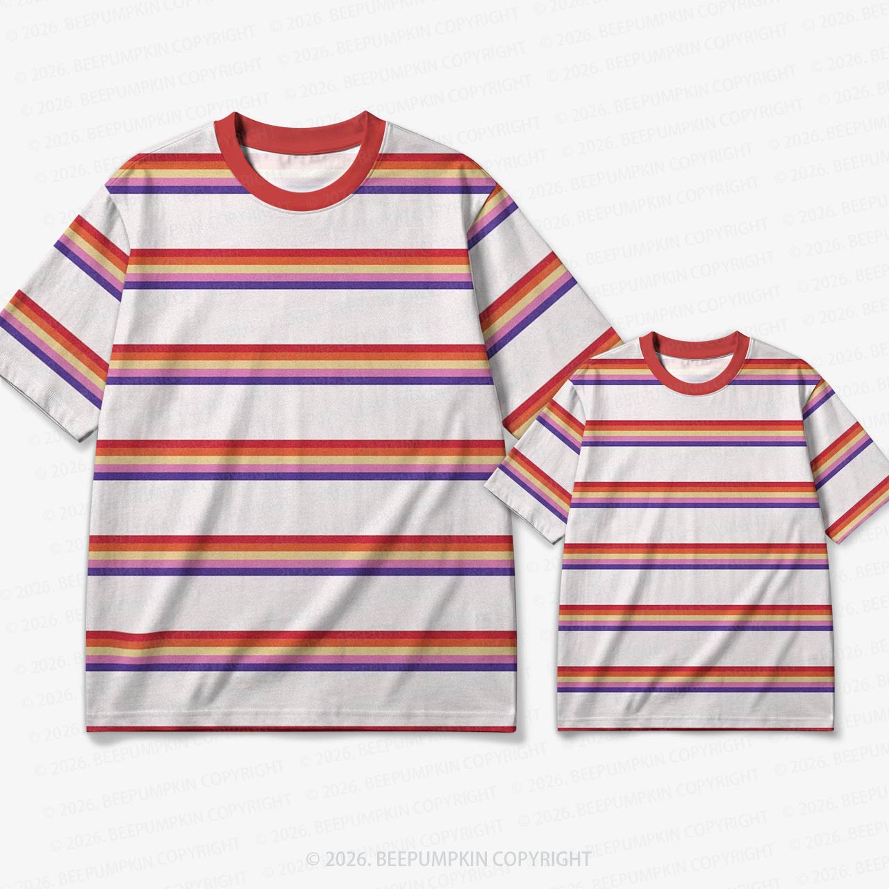 Retro Sunrise Rainbow Stripe Family Matching Ringer T-Shirt