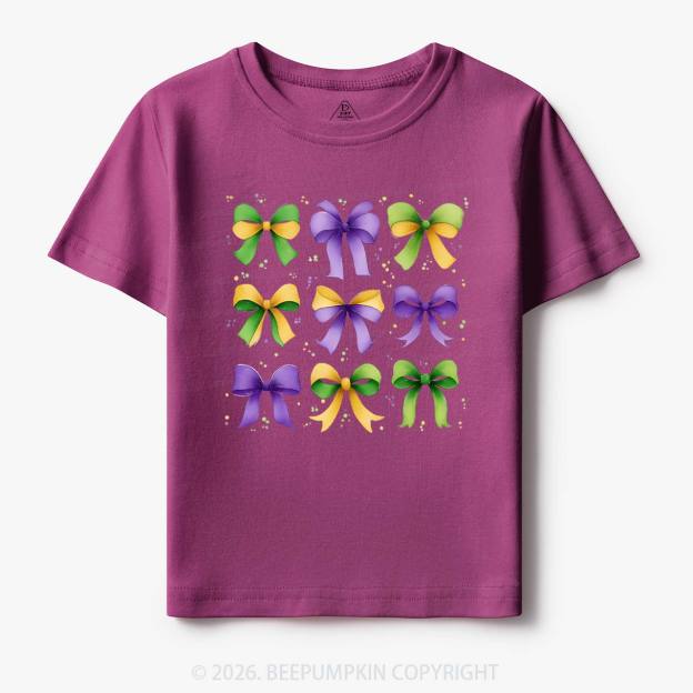 Kids Mardi Gras Ribbon Bows Toddler&Kid's Tees Beepumpkin