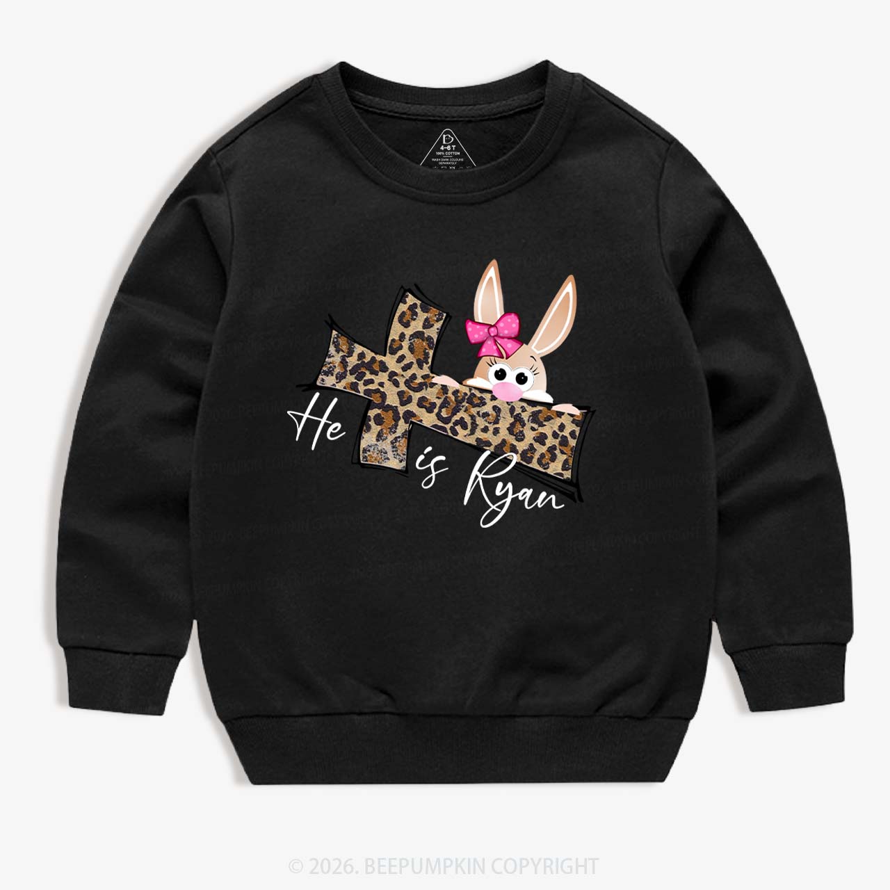 Faith Bunny & Leopard Cross Kid's Sweatshirt