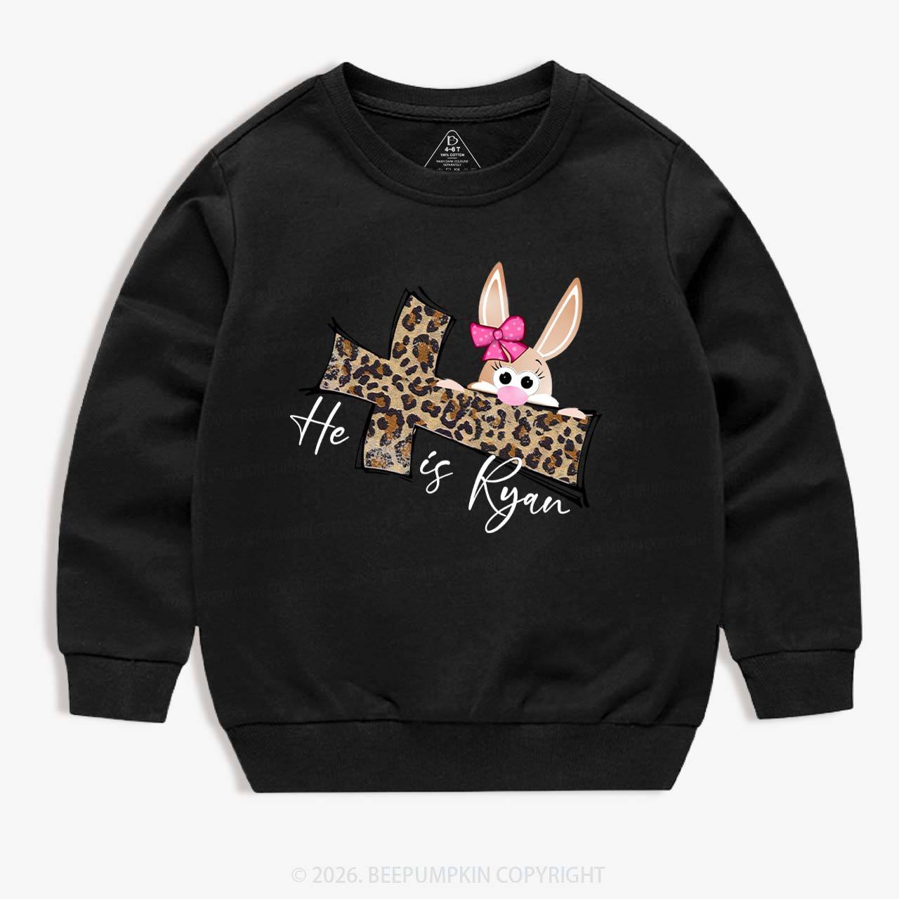 Faith Bunny & Leopard Cross Kid's Sweatshirt