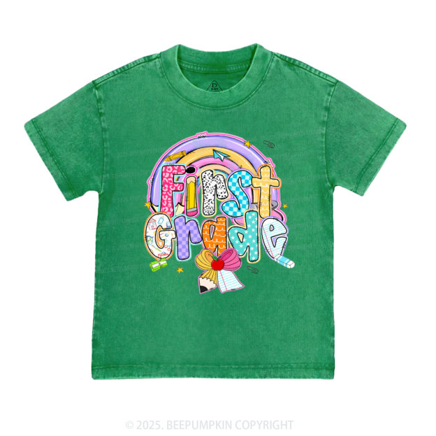 Personalized Rainbow Learning Days Toddler&Kids Washed Tees