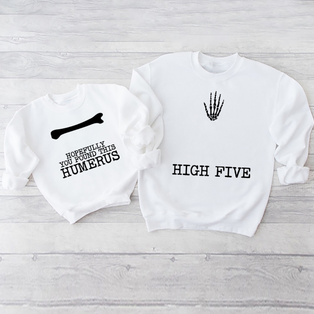 Skeleton Puns Funny Family Matching Halloween Party Sweatshirts