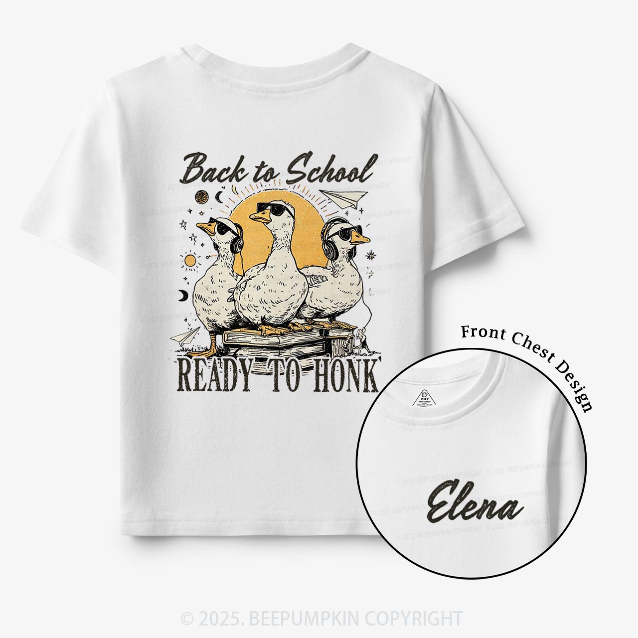 Personalized Back To School Ready To Honk Toddler&Kid's Tees Beepumpkin
