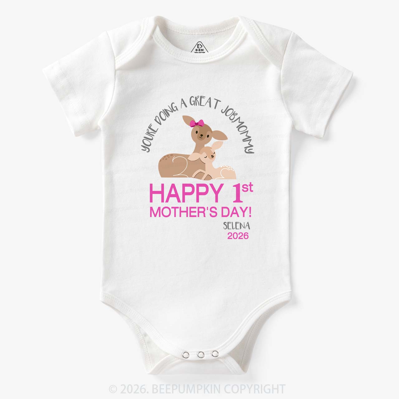 Happy 1st Mother's Day Deer Bodysuit For Baby