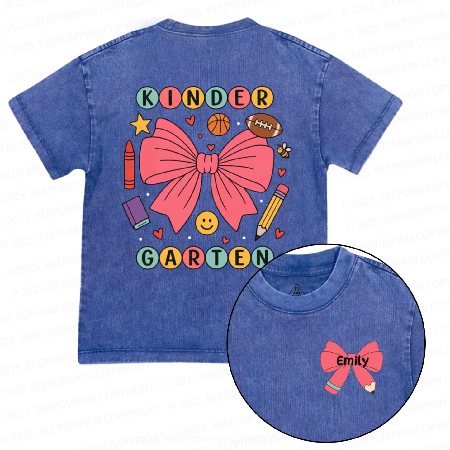 Personalized Coquette Kindergarten Toddler&Kids Washed Tees