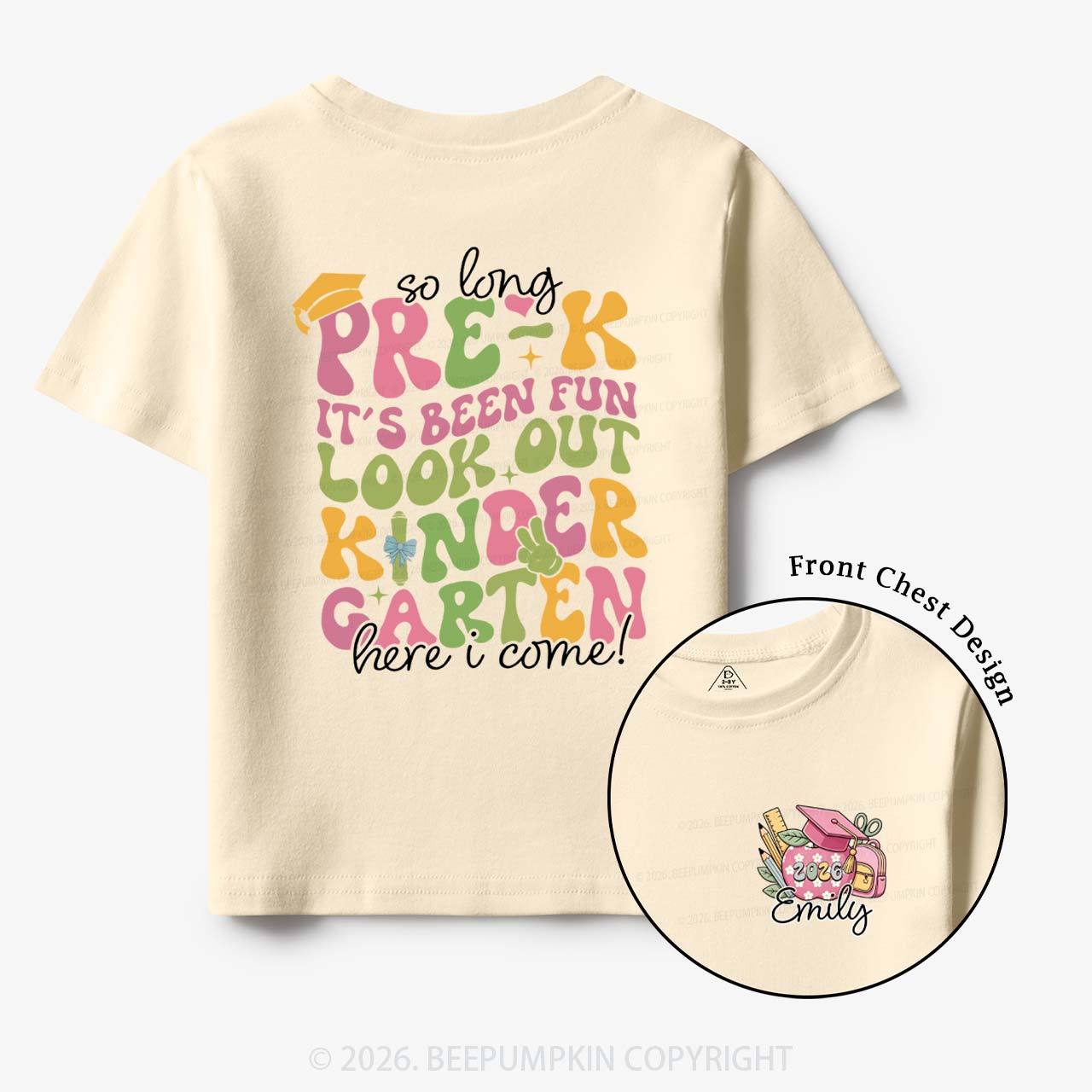 Personalized Name So Long Pre‑K Hello Kindergarten Toddler&Kid's Tees