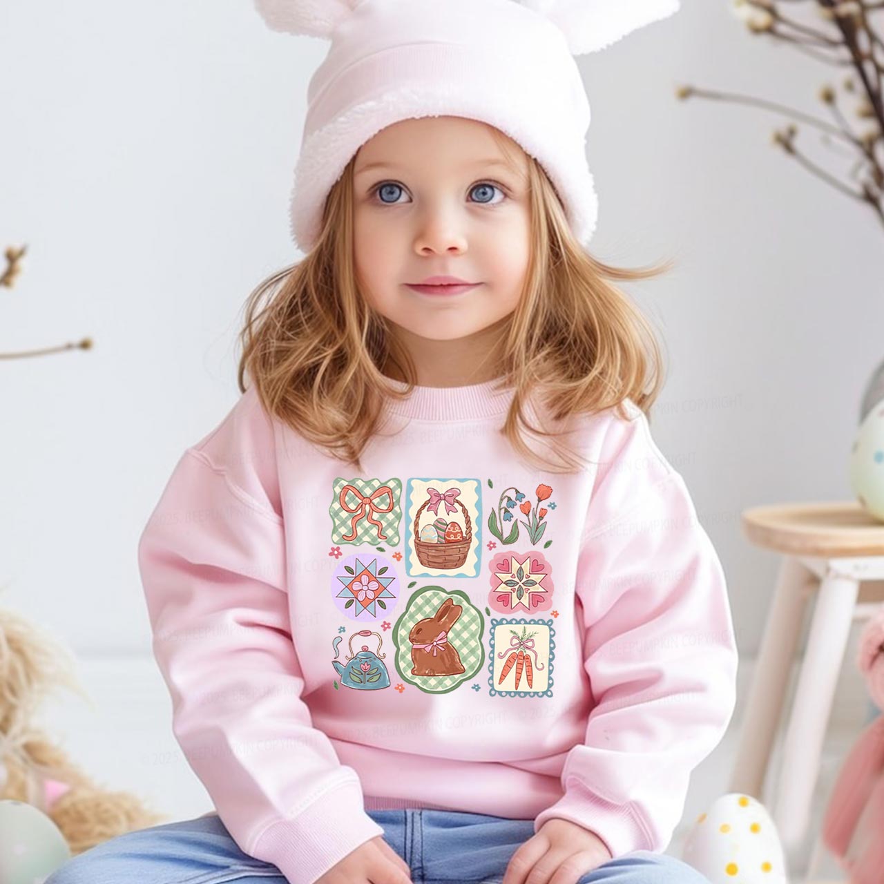 Pastel Easter Basket Kid's Sweatshirt