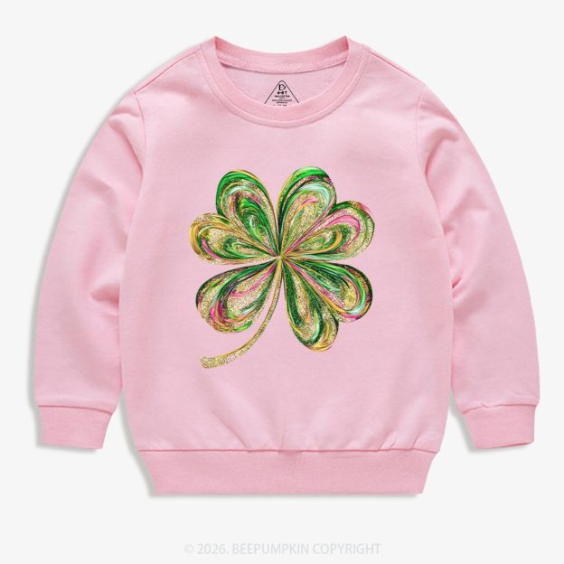 Retro Lucky Shamrock St Patrick's Day Kid's Sweatshirt