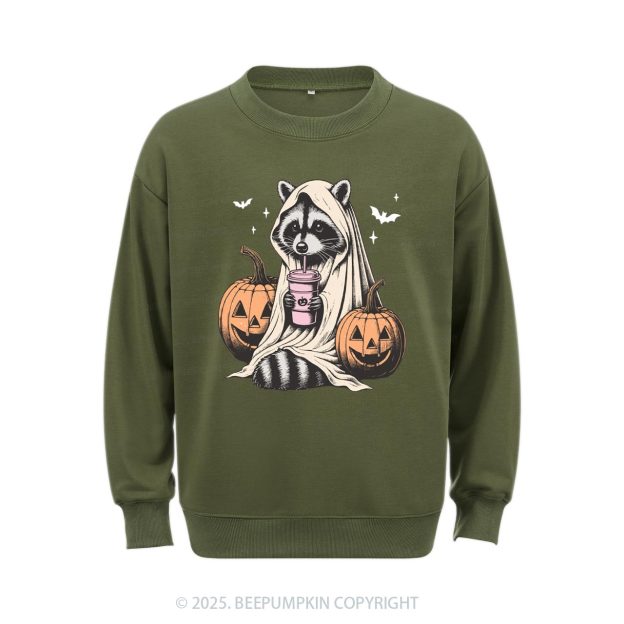 Cute Raccoon Ghost Sweatshirt Beepumpkin