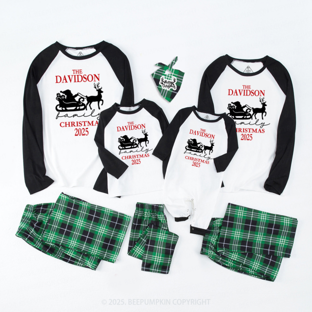 2025 Personalized Santa Claus On The Sleigh Family Matching Pajamas