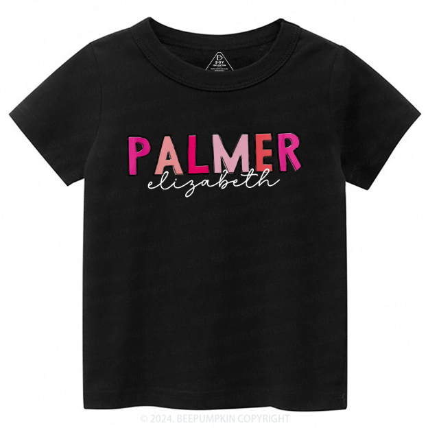 Personalized Pink Name Toddler&Kids Tees Beepumpkin