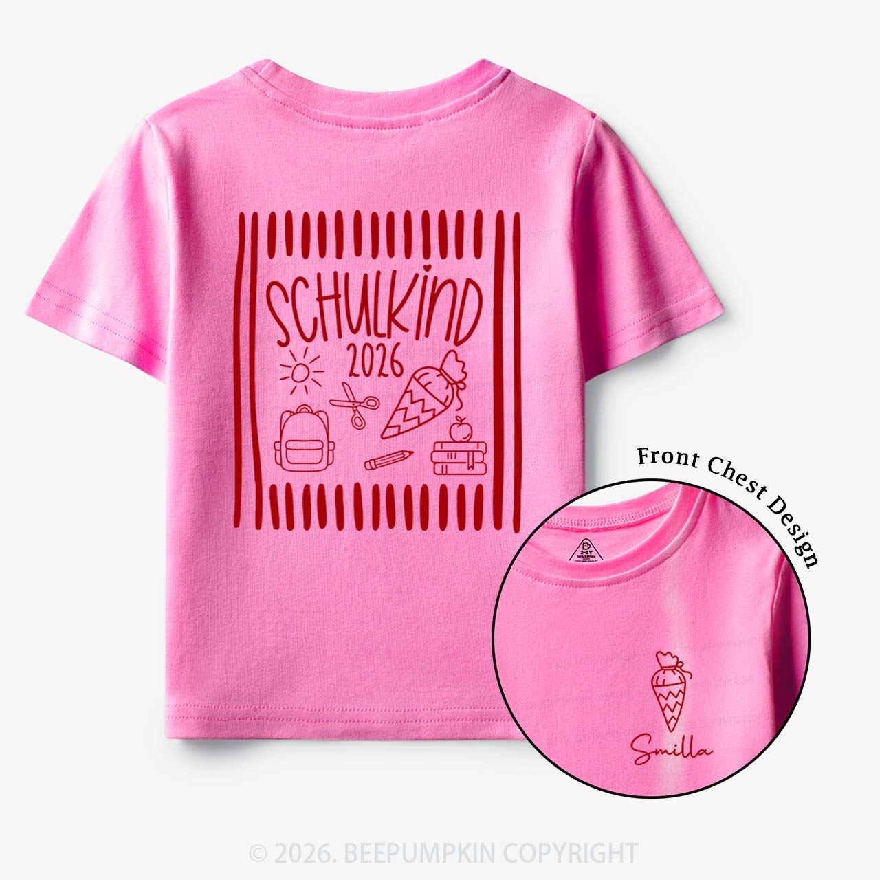 Personalized Name & Year Schoolchild Toddler&Kid's Tees