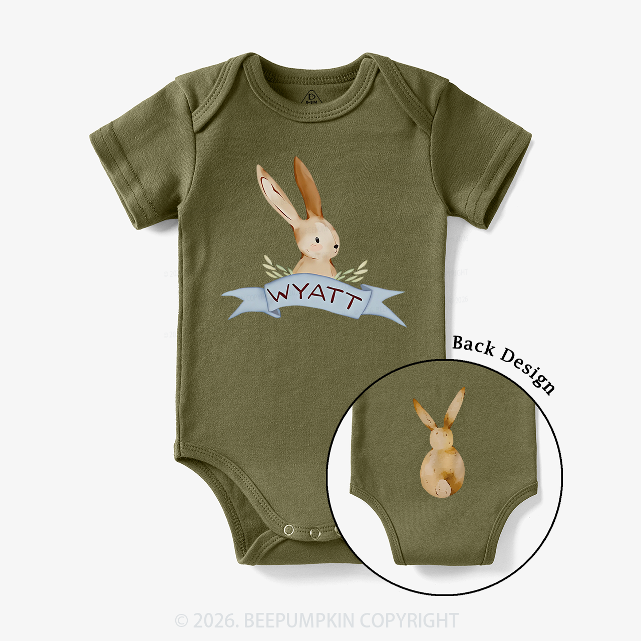 Personalized Peekaboo Bunny Baby Bodysuit