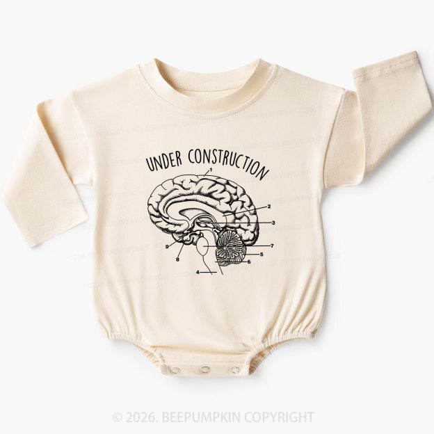 Under Construction Brain Diagram Baby Bubble Romper