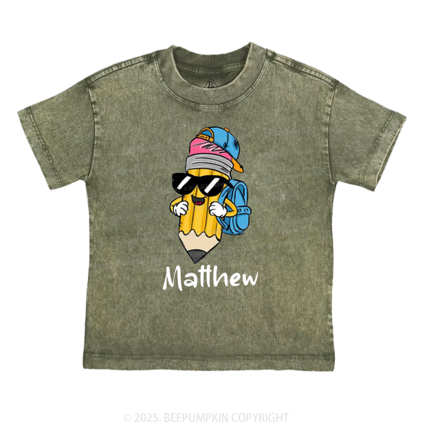 Personalized Boy Girl Pencil Toddler&Kids Washed Tees