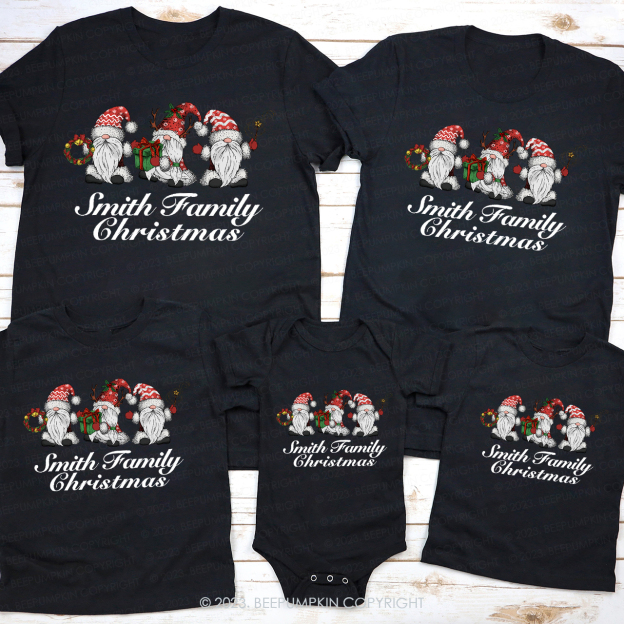 Personalized Christmas Customized Family Names Matching Tees Beepumpkin
