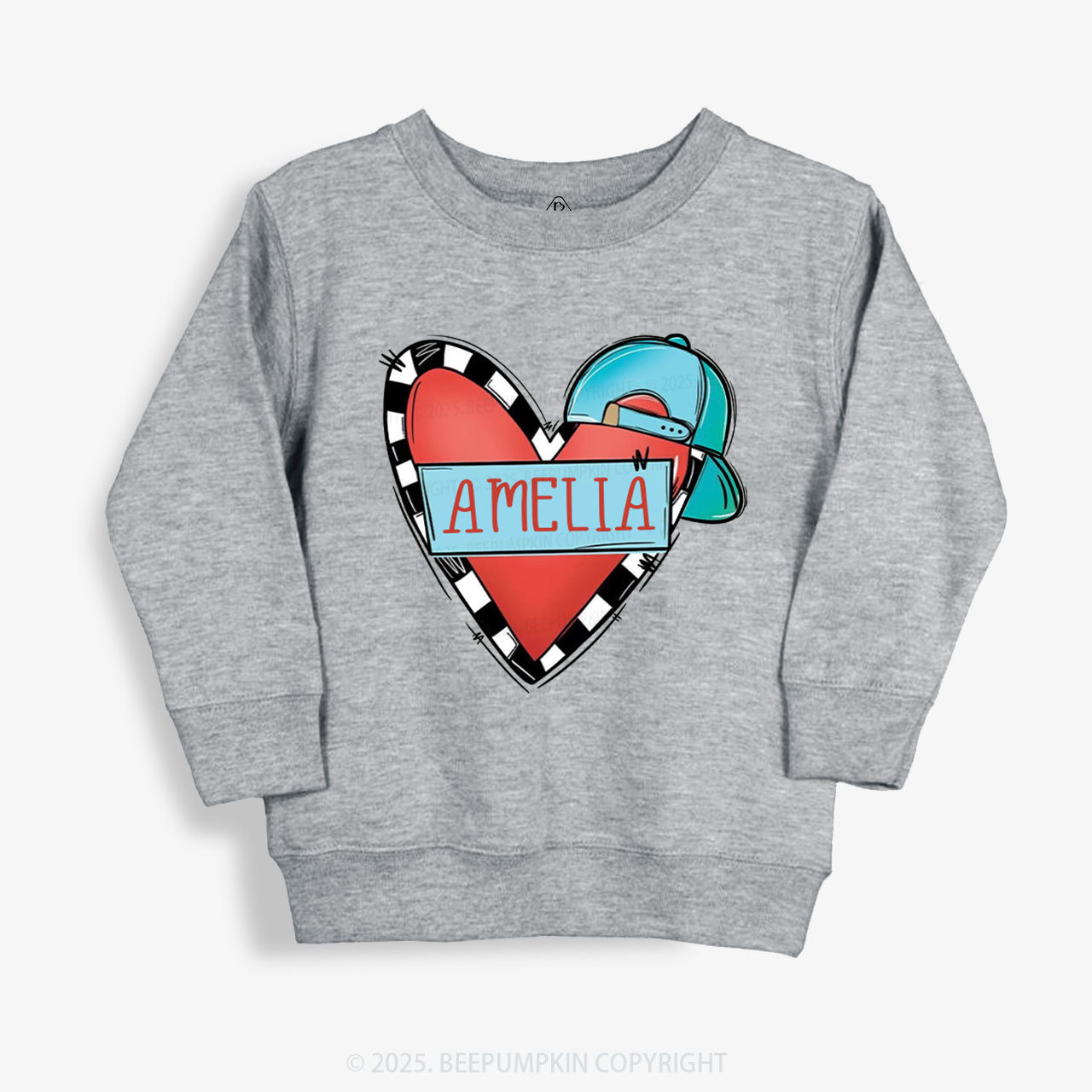 Personalized Cool Heart Valentine Kid's Sweatshirt