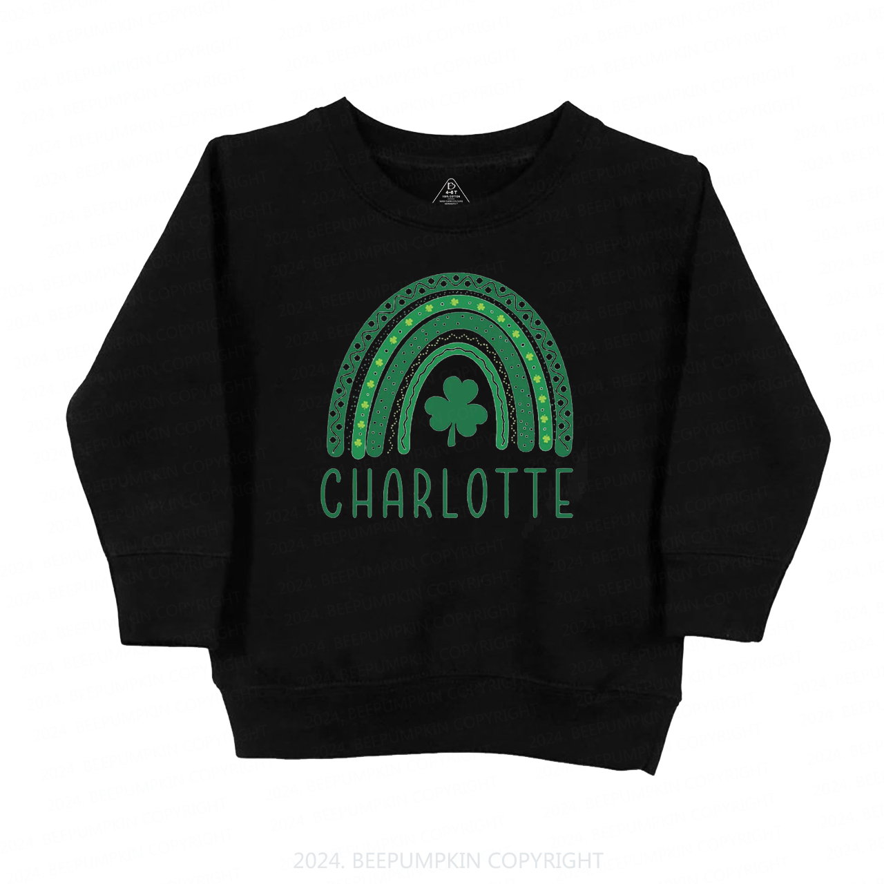 Personalized Name Rainbow Shamrock Kids Sweatshirt