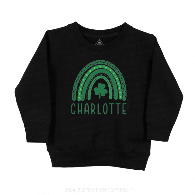 Personalized Name Rainbow Shamrock Kids Sweatshirt