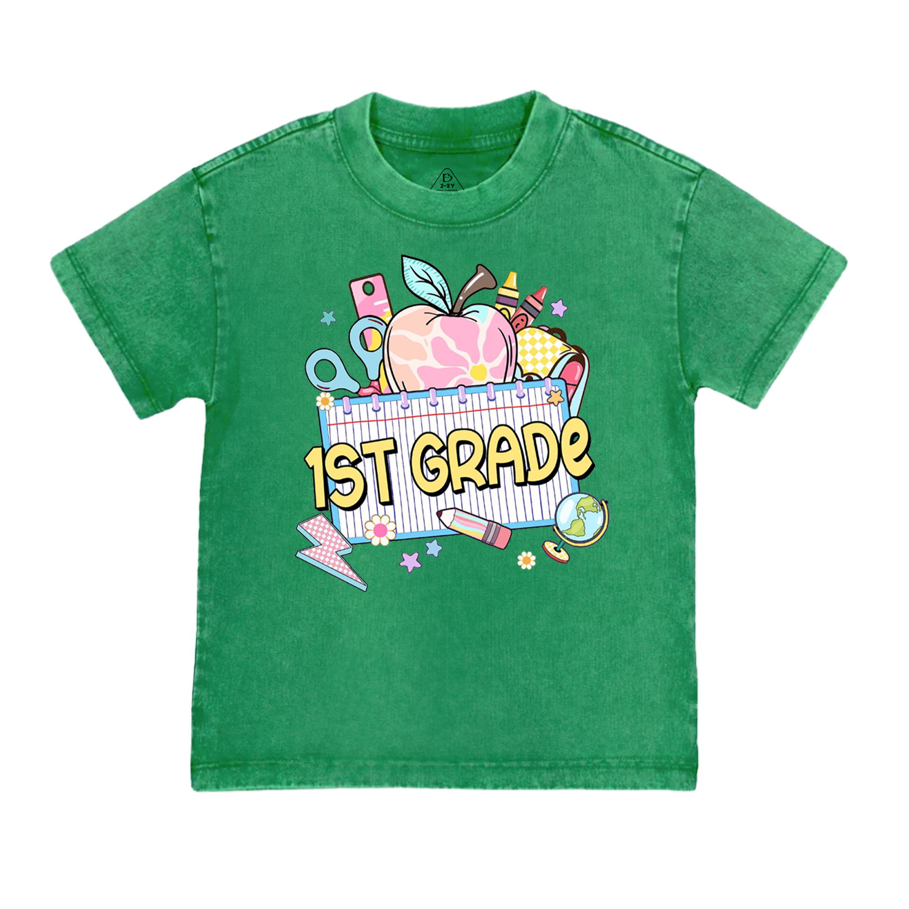 Personalized Pink Apple Back To School Gift Pack Toddler&Kids Washed Tees