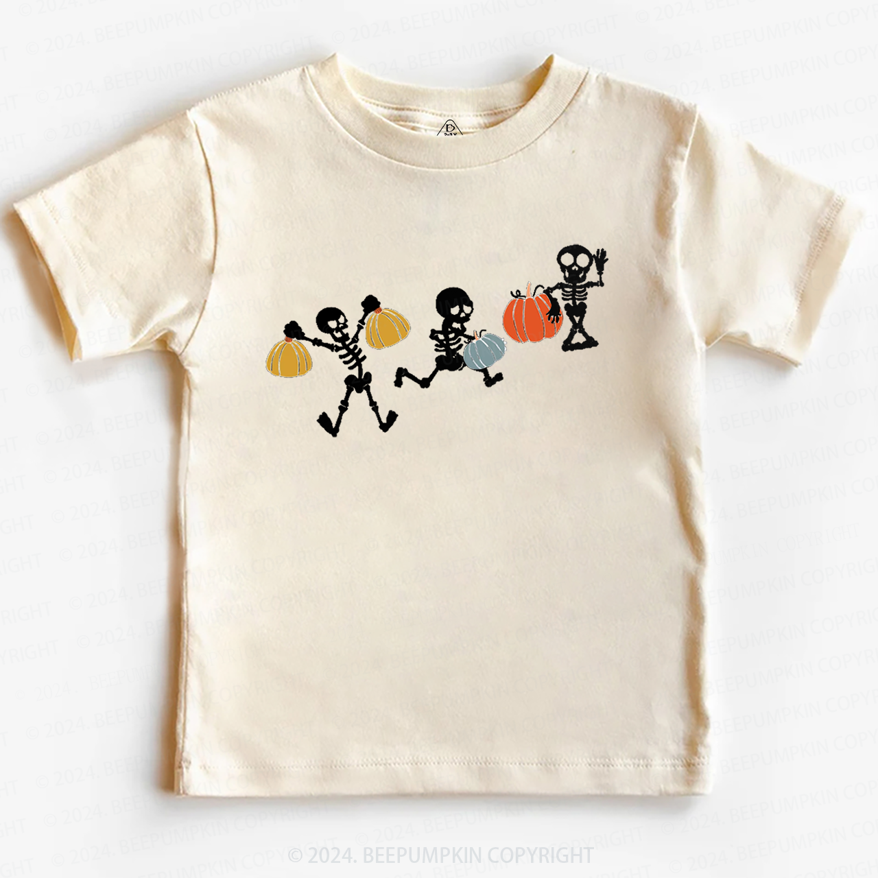 Funny Sportive Skeletons With Pumpkins Toddler&Kids Tees 