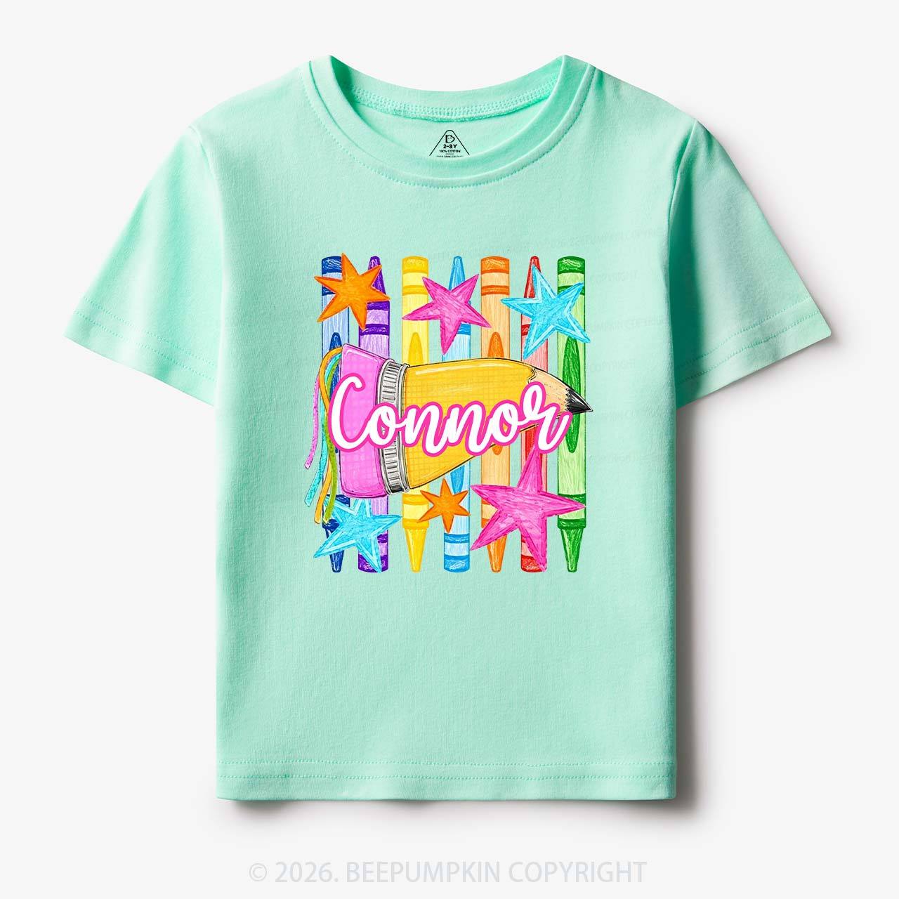 Personalized Name Striped Pencil Crayon Toddler&Kid's Tees