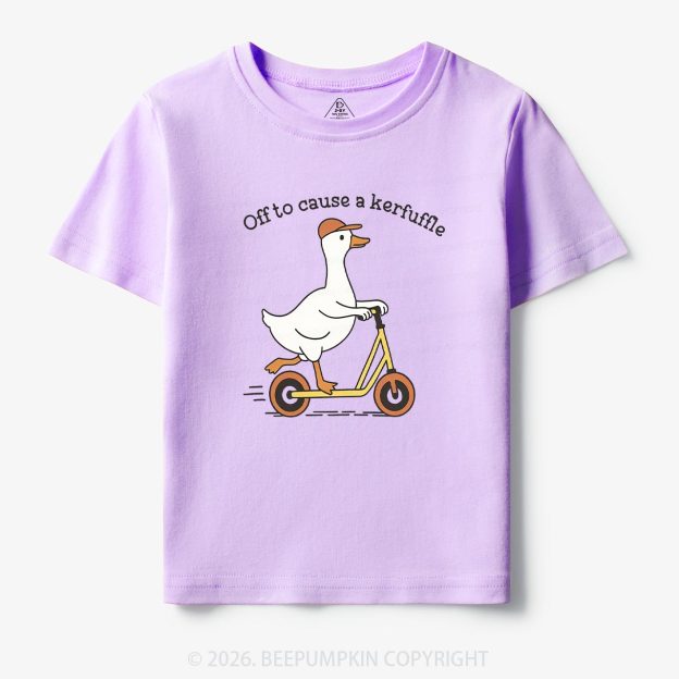 Off To Cause A Kerfuffle Silly Duck Animal Toddler&Kid's Tees